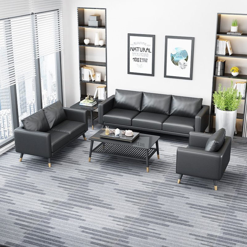 办公沙发茶几组合套装三人位简约现代北欧商务会客铁艺办公室接待