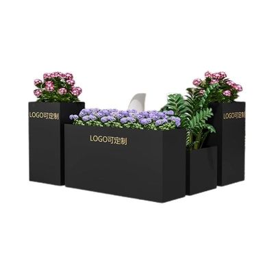长方形户外铁艺花箱花坛售楼部商业街不锈钢落地组合隔断花槽花架