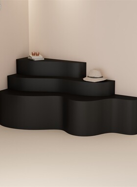 2026服装店展示桌花店黑色流水台展示台鞋包饰品陈列道具展示柜子