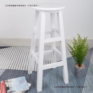 2026凳实木酒吧吧台高椅椅子凳子高脚凳前台家用圆木脚木头板凳奶