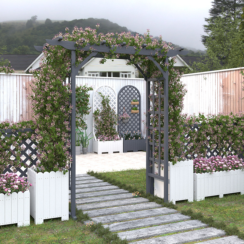 户外庭院防腐木拱门花架花园装饰入户门实木爬藤架栅栏葡萄架