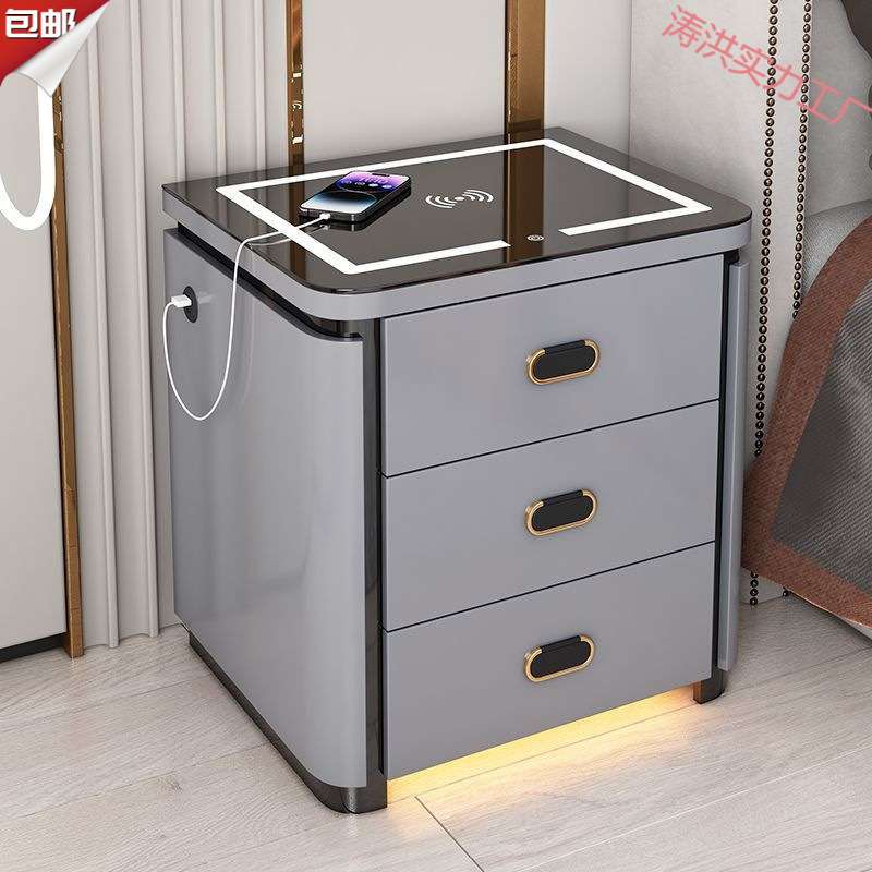 保险柜床头柜一体多功能卧室轻奢简约音箱指纹保险箱床边免安装