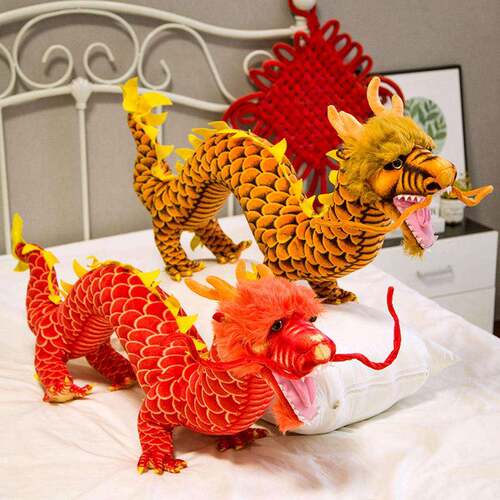 新款80cm中国风吉祥龙公仔大号喜庆吉祥物春节家庭店铺装饰品