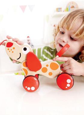 Hape拖拉狗百变造型儿童益智玩具宝宝木制创意学步手拉小狗1岁+