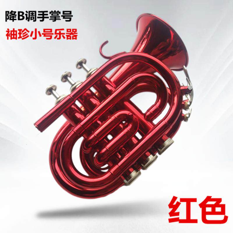 手掌号乐器红色袖珍小号降B调西洋铜管吹奏洋号乐队学生