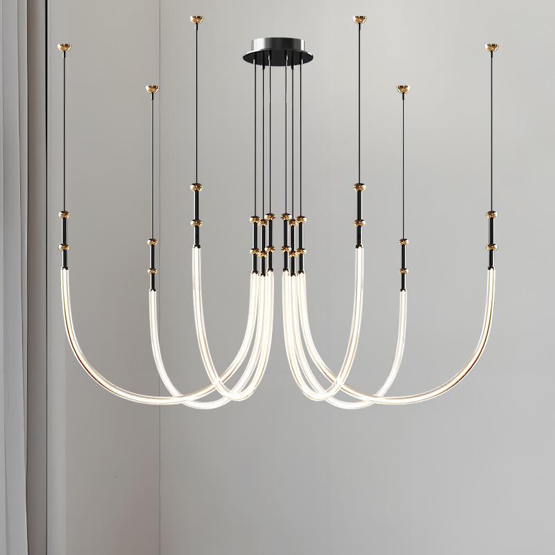 现代简约设计师创意线条灯艺术别墅客厅公寓挑空loft复式楼梯吊灯