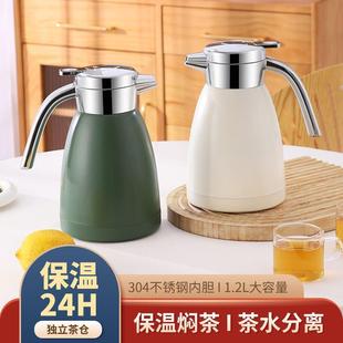 304不锈钢保温水壶焖茶壶家用商用暖壶带茶仓双层真空茶楼餐厅LOG