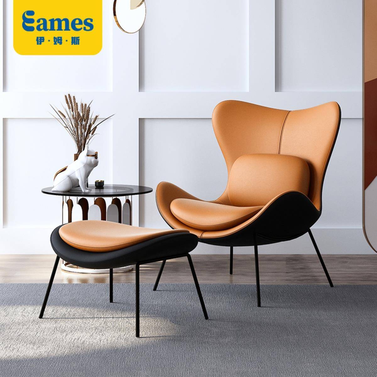 轻奢单人沙发椅老虎椅极简单椅蜗牛椅北欧阳台设计师休闲椅意式