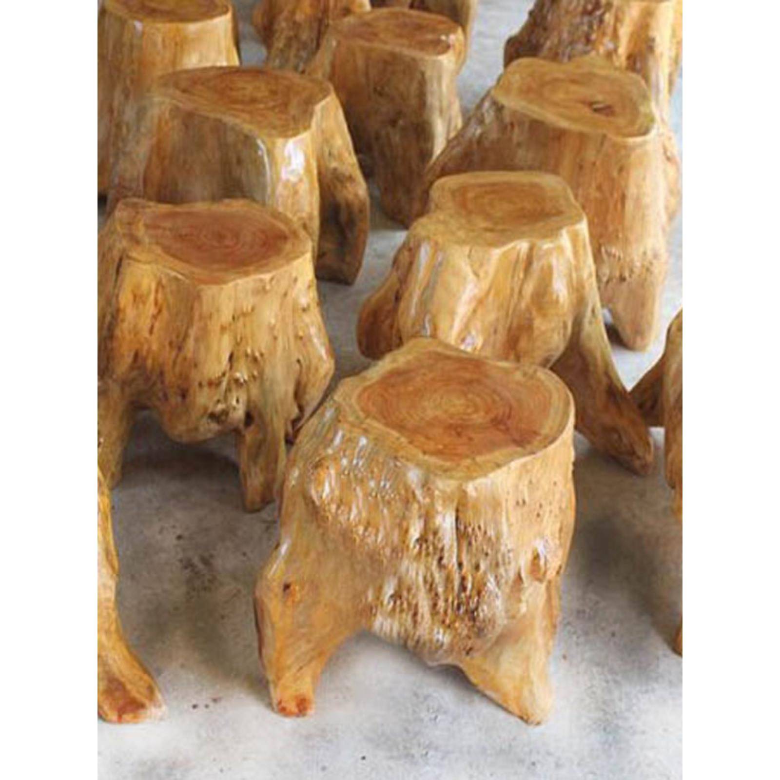 A12杉木树根雕凳子原木墩子花架底座树桩木桩大板茶几配凳三脚凳