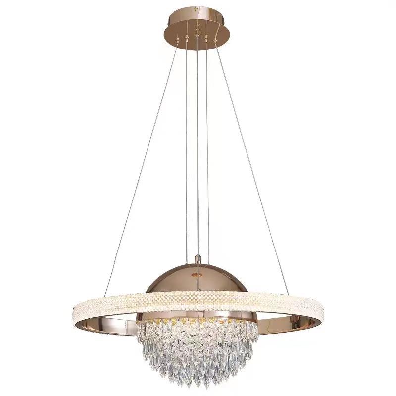 现代简约轻奢创意设计师餐厅灯饰北欧时尚浪漫卧室圆形水晶铜吊灯