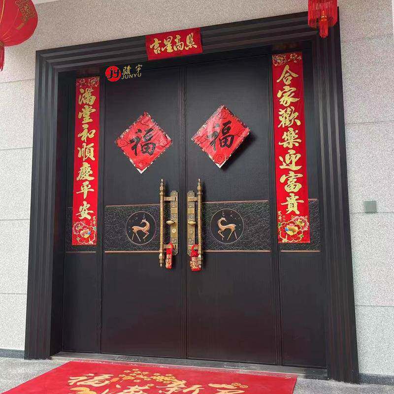 豪华铸铝门乡村进户大门双开门别墅对开门安全门轻奢防盗门装甲门