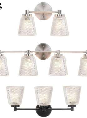 Vanity Light现代4灯玻璃罩壁灯黑色工业浴室镜前灯具