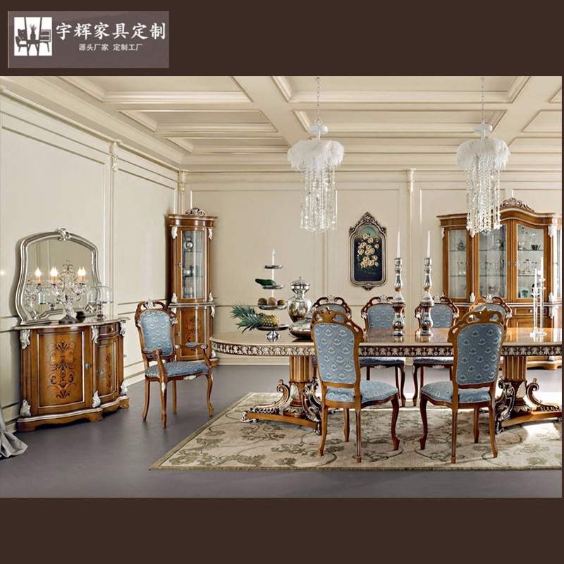 亚历山大木皮拼花镶嵌欧式玄关柜复古美式玄关实木带镜门厅餐边柜
