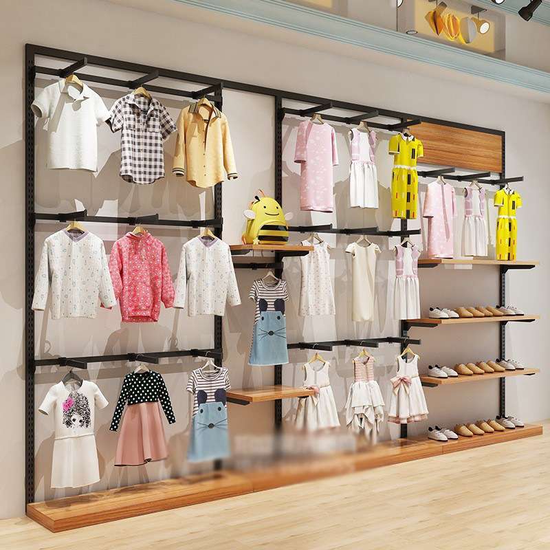 童装店展示架上墙组合儿童服装货架落地式衣架房子造型陈列架简约