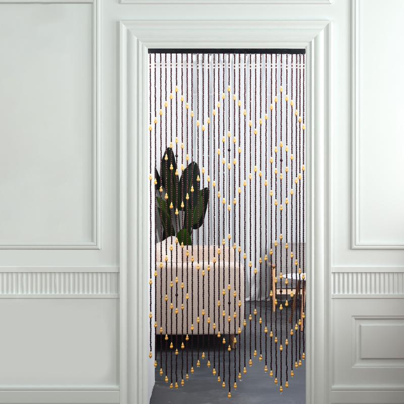 家居高端珠帘桃木风水珠帘卧室卫生间成品门帘环保隔断木珠帘