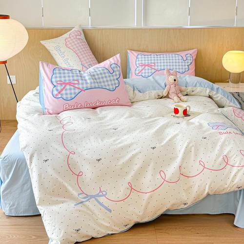 全棉四件套田园风床品三件套床单被罩被套南通家纺床笠四件套纯棉