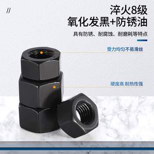 GB6175加厚六角螺母 溫州8級高強度高螺母中碳發(fā)黑高螺帽螺絲帽