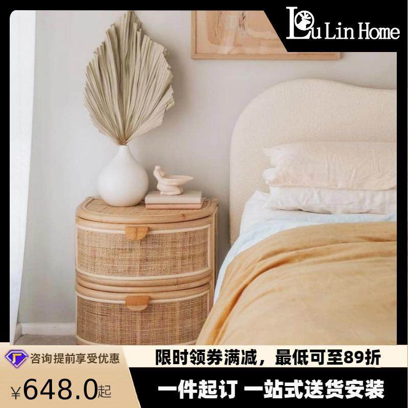 日式藤编床头柜复古简约小边柜真藤民宿卧室床边迷你双层收纳柜,农机/农具/农膜,其它农用工具,淘宝优惠券,粉丝福利购,淘宝优惠卷