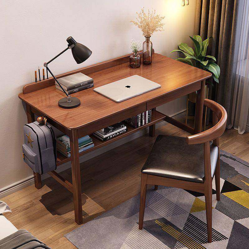 实木书桌办公抽屉学习桌学生家用写字桌子实木款初中生台式电脑桌
