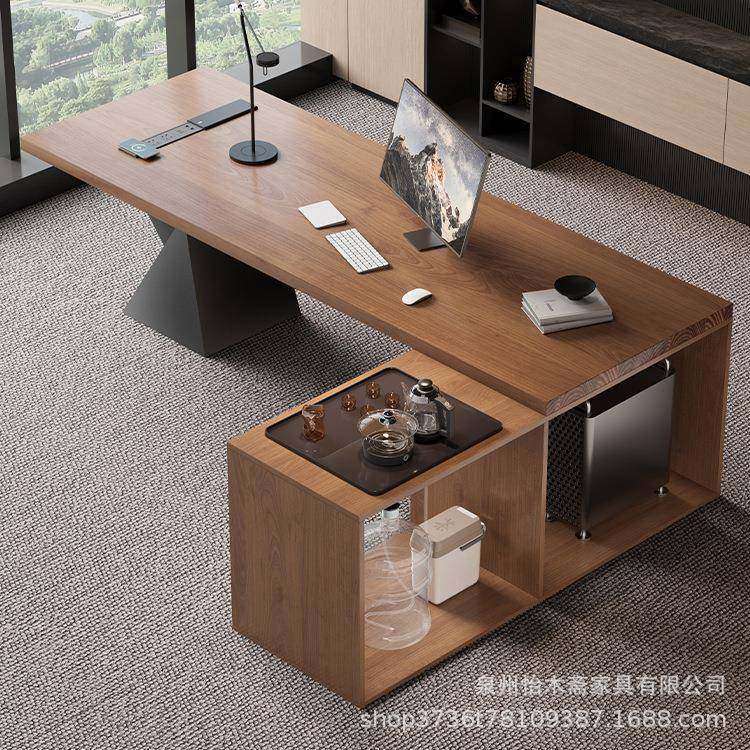 简约现代设计师大板办公桌工作室单人大班台泡茶一体电脑桌工作台