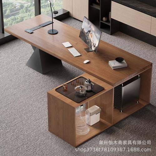 简约现代设计师大板办公桌工作室单人大班台泡茶一体电脑桌工作台