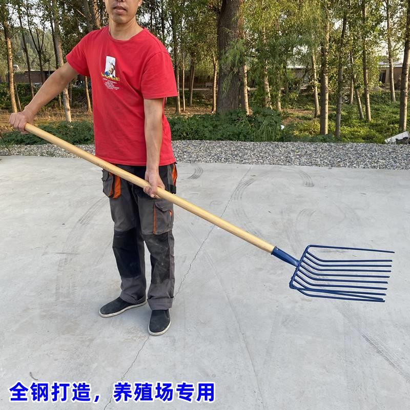 铲粪神器马粪叉子铲粪球工具养殖场清粪耙子全钢牛粪叉家用钢丝叉