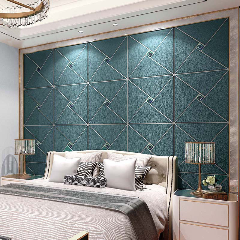 现代轻奢带钻鹿皮绒立体墙纸 客厅卧室电视背景加厚几何格子壁纸