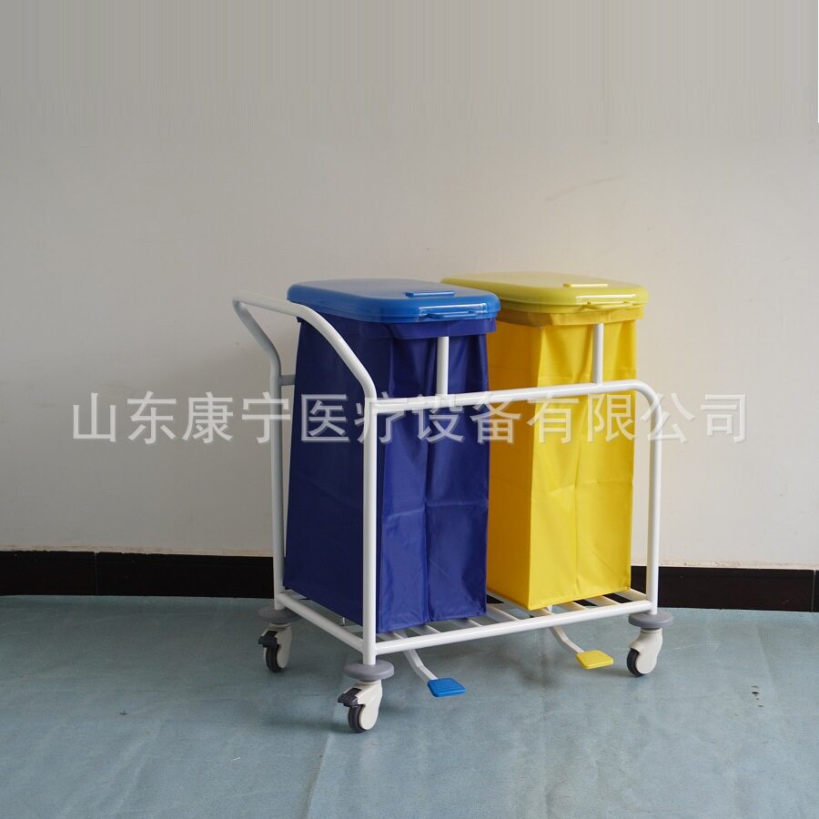 双单桶垃圾车加厚不锈钢被服车晨间护理车304三层可拆卸污物袋车