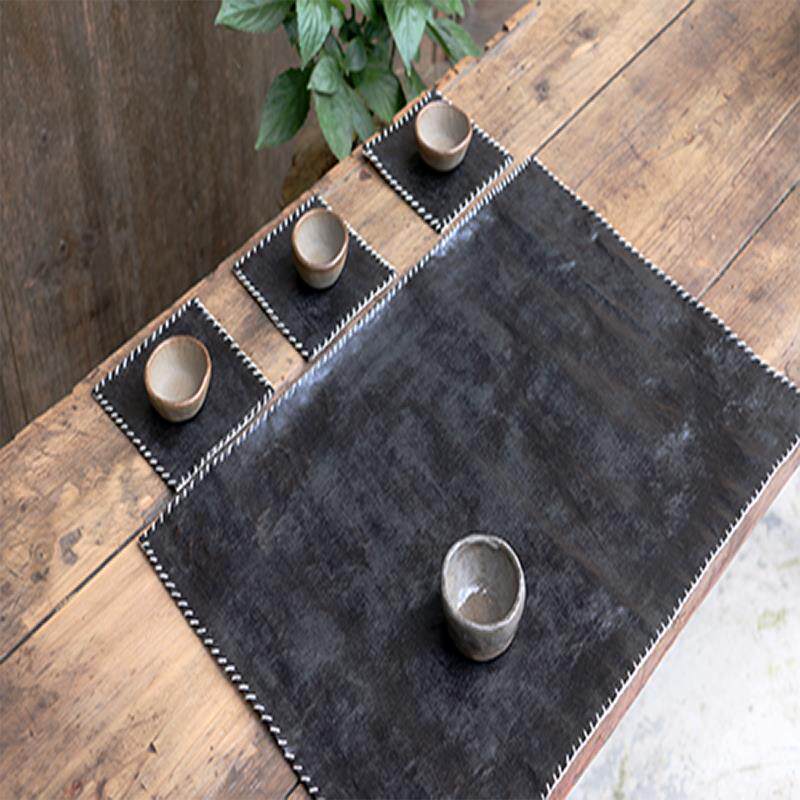 |侗族纯手工侗布亮布蛋清布餐垫茶杯垫古典手工布隔热桌布