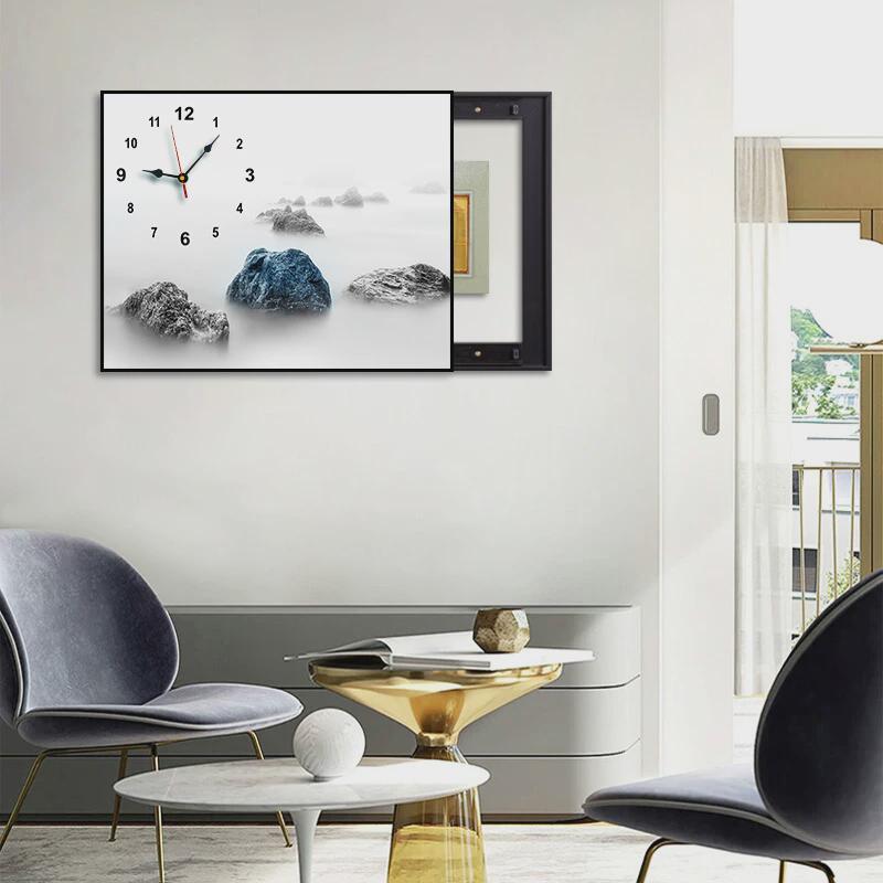 电表箱装饰画遮挡箱带钟表欧式壁画现代简约配电箱免打孔创意挂画