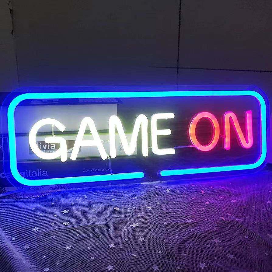 供货霓虹灯GAMEON雕刻背板霓虹灯造型游戏电竞房装饰霓虹灯