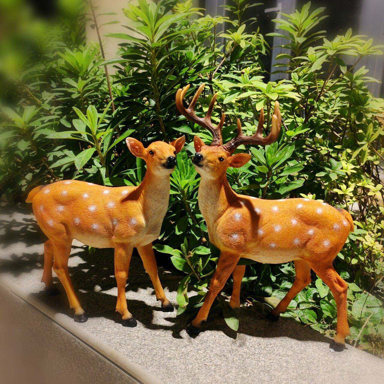 户外花园装饰创意仿真梅花鹿树脂庭院阳台小院子小区别墅造景摆件