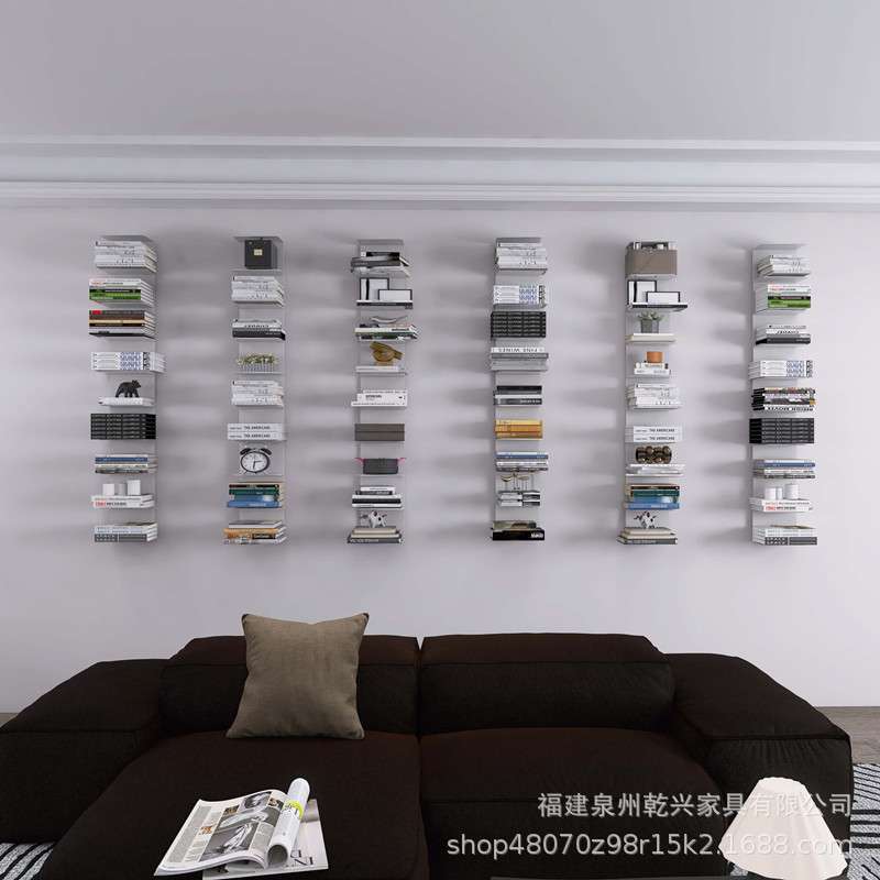 隐形书架置物架墙上壁挂铁艺墙面网红悬浮钢制极简书本收纳架