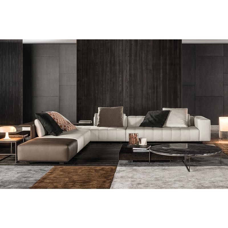 意式极简高端羽绒真皮沙发客厅大户型设计师钢琴键大转角布艺沙发