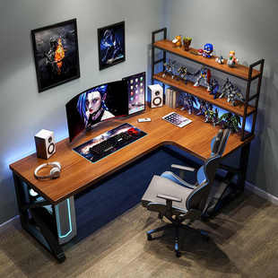 实木转角电脑桌台式 家用办公桌卧室拐角电竞桌l型双人书桌写字桌