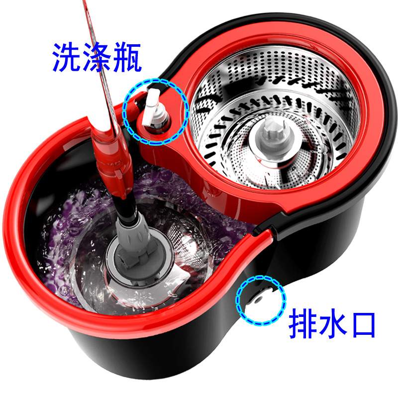 旋转拖把杆通用家用一拖净免手洗甩干自动脱水拖布桶拖地2024新款