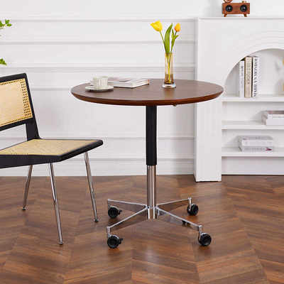 HACOSN北欧实木圆形餐桌家用小户型升降圆桌子饭桌简易移动咖啡桌