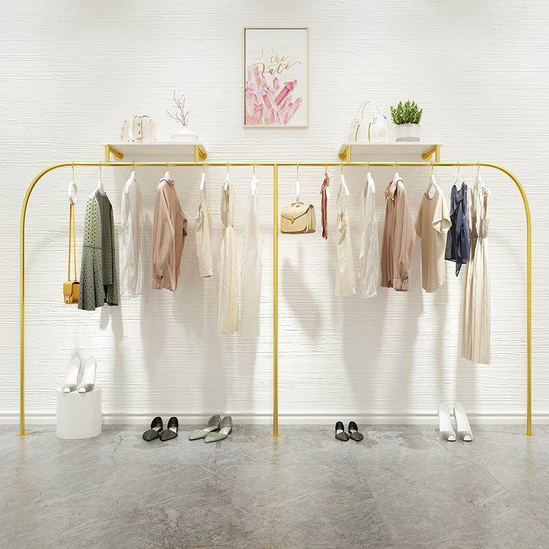 轻奢金色服装店展示架靠墙壁挂式女装童装挂衣服墙面造型货架