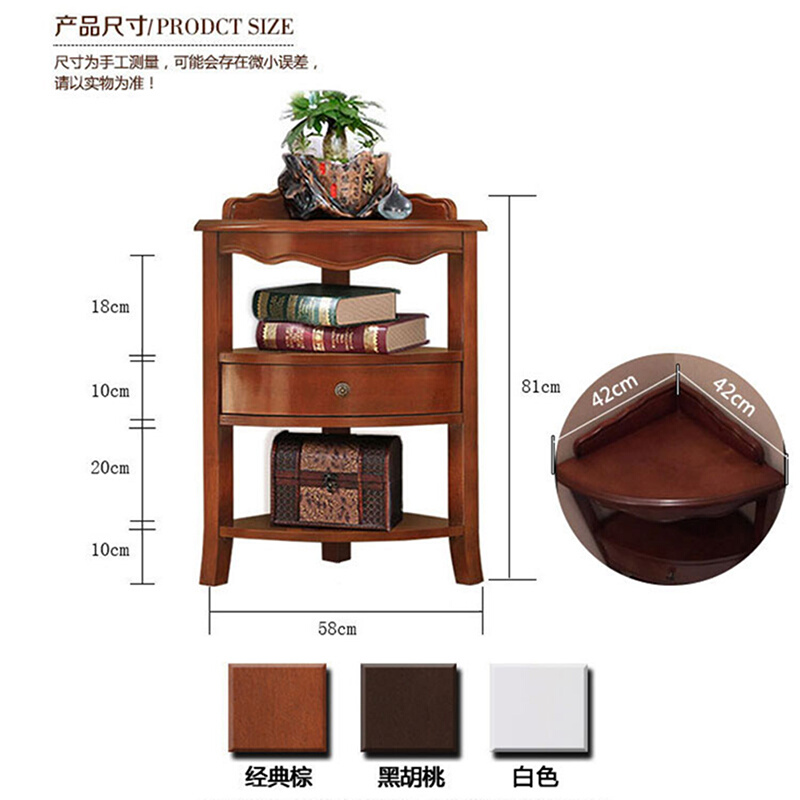 。美式角柜实木角落柜欧式边角柜客厅角架层架卧室三脚架奢华转角
