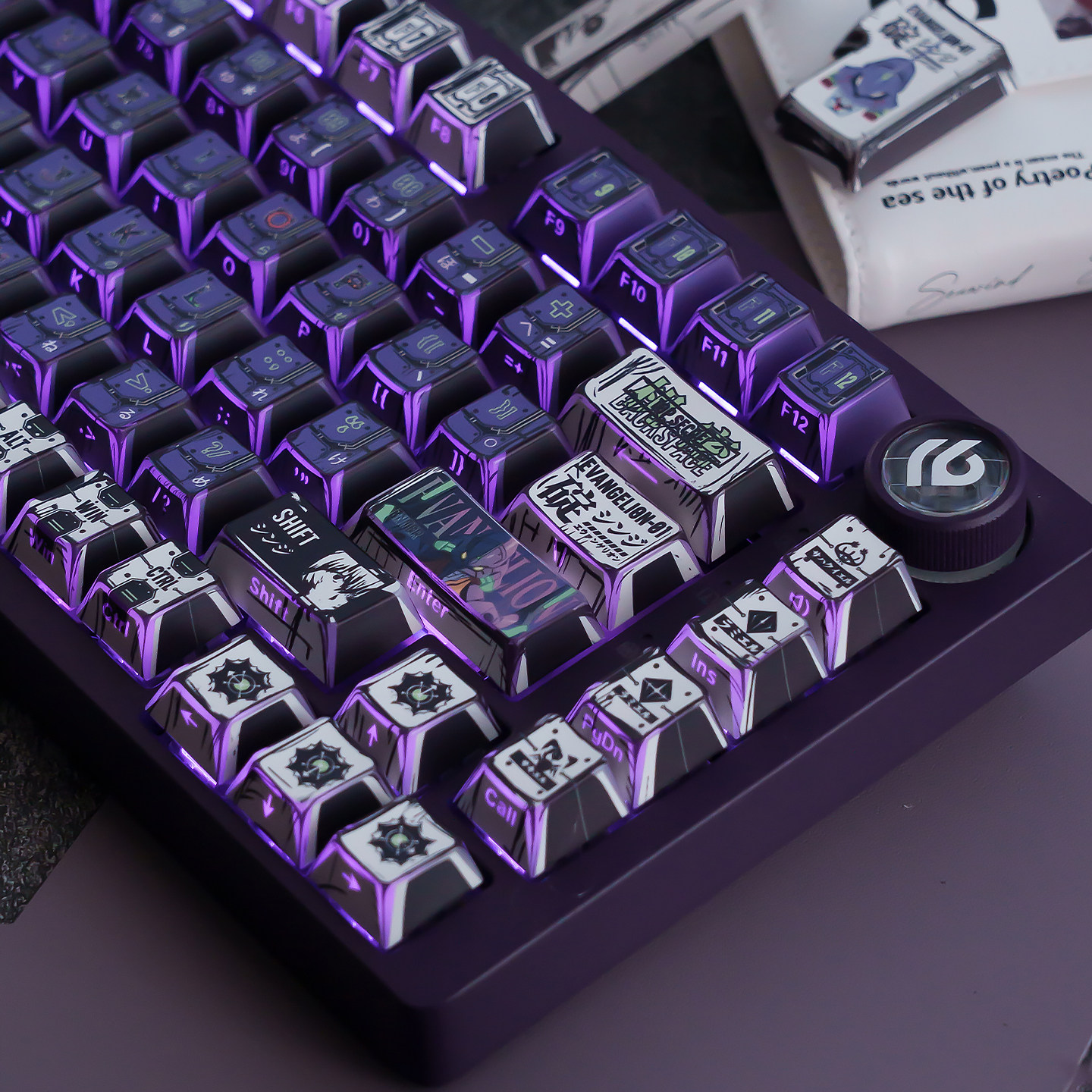 态珀EVA初号机漫风折影棱角透光侧刻键帽客制化键盘PBT热升华原厂