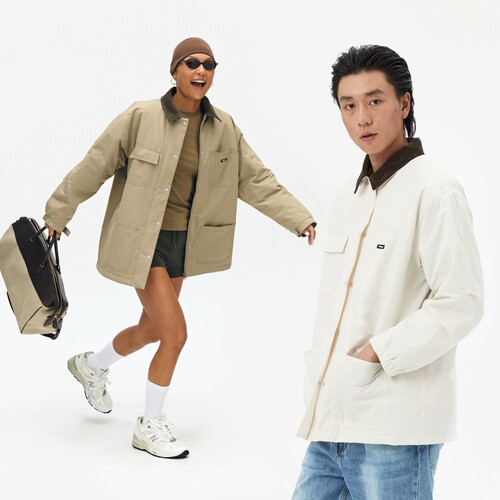 Oneup巴恩风日系工装棉服棉衣男女宽松2026秋冬新款白色夹克外套