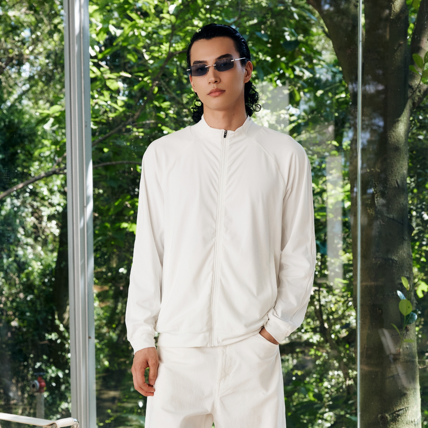 Oneup男式运动拼接拉链夹克秋季休闲户外半立领开衫薄外套上衣女