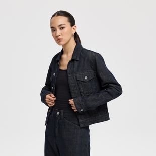 复古做旧高级宽松夹克衬衫 Oneup美式 休闲修身 牛仔外套女秋季 短款