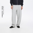 Oneup运动宽松磨毛灰色卫裤秋冬加厚保暖阔腿直筒休闲裤长裤男女