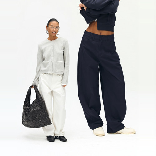 高级感白色格子香蕉裤