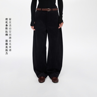 女 小个子休闲长裤 Oneup复古棕色灯芯绒裤 子男280g高端宽松香蕉裤