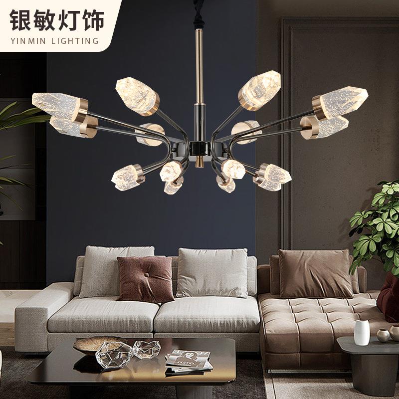 包邮北欧轻奢大气创意高级感水晶吊灯现代简约餐厅客厅分子灯灯具