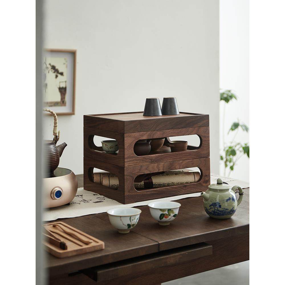 A5L中式茶具桌面收纳盒黑胡桃实木双层可叠加便携茶杯置物架储物,基础建材,脚轮/万向轮,淘宝优惠券,粉丝福利购,淘宝优惠卷