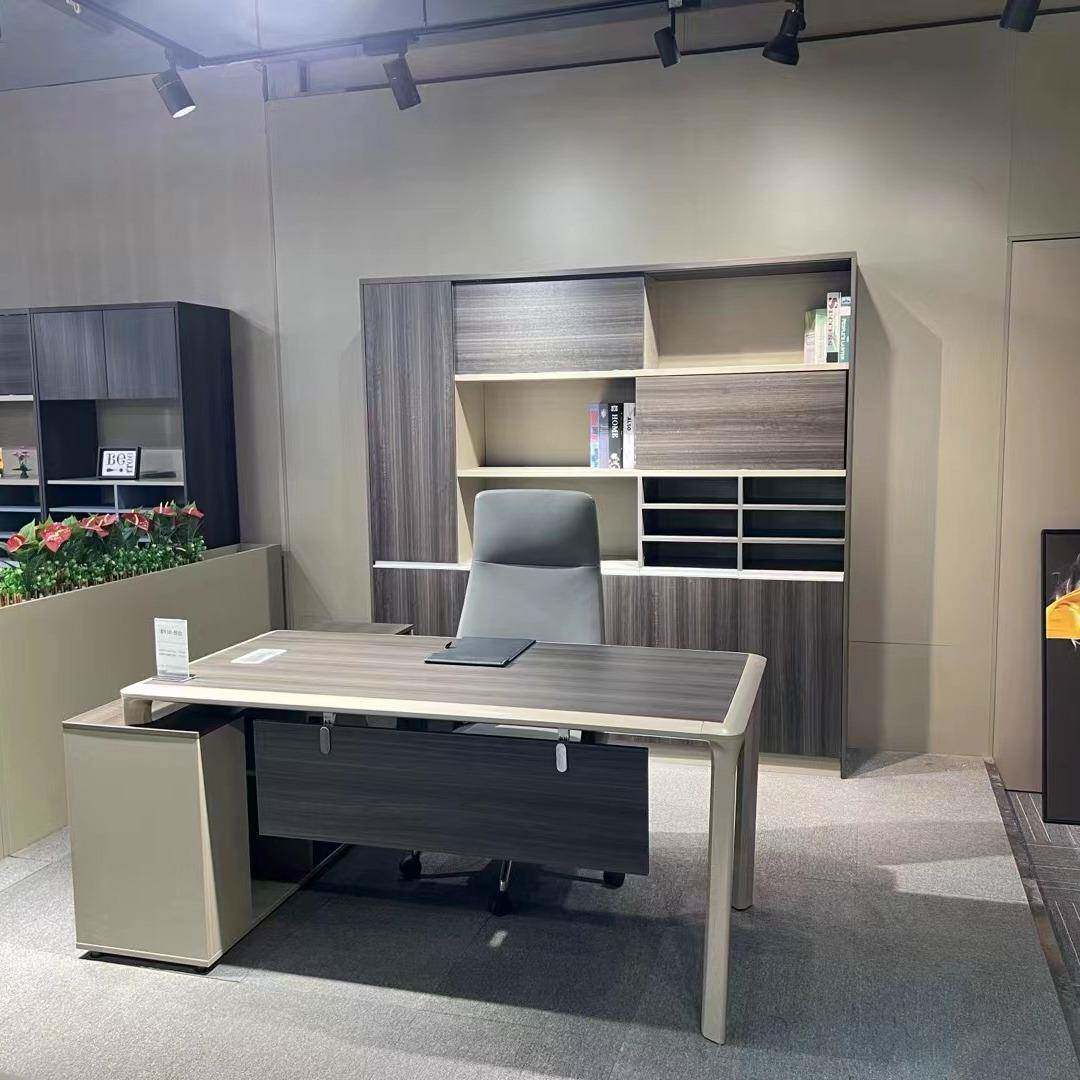 老板桌办公桌简约经理桌大班台贴木皮现代总裁办公室电脑桌主管桌