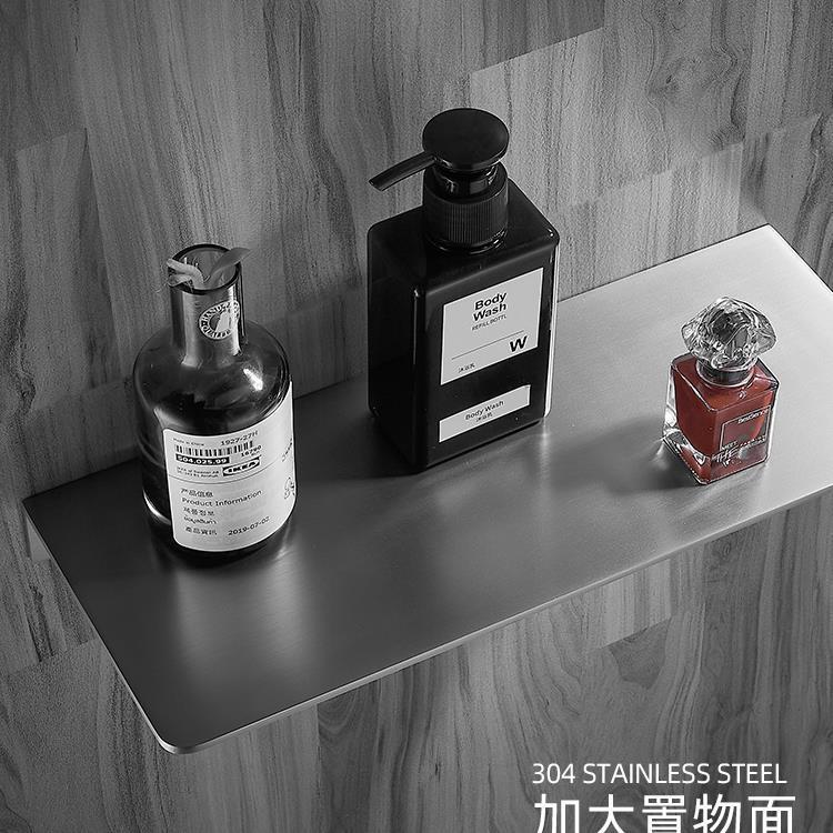 304不锈钢墙上一字板卫生间洗漱台镜前隔板置物架免打孔厨房新款